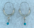 KONAVLE Earrings, RHODIUM PLATED, Embellished with Turquoise Beads! Imported from Croatia (Small): RE-STOCKED! DISCOUNTED!