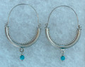 KONAVLE Earrings, RHODIUM PLATED, Embellished with Turquoise Beads, Traditional Large! Imported from Croatia: RE-STOCKED! DISCOUNTED!