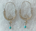 KONAVLE Earrings, RHODIUM PLATED, Embellished with Turquoise Beads! Imported from Croatia (Large/Fancy): RE-STOCKED! DISCOUNTED!