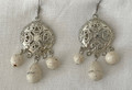 Handmade EARRINGS Made from BRAČ Stone, featuring Elegant Engraved Circular Design: ONE-OF-A-KIND, Imported from Croatia, NEW!