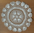 Vintage Tea-Dyed Crocheted Lace from Croatia with TOLEDO embellishments, 8 inches diameter: Huge Discount!
