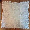 Vintage Off-White Crocheted Lace Square Table Topper from Croatia with TOLEDO embellishments, 20 x 20: Huge Discount!