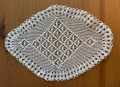 Vintage Off-White Crocheted Lace Square Table Topper from Croatia with TOLEDO embellishments, 9.5 x 15: Huge Discount!