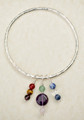 Sterling Silver Heavy Bangle With Chakra Beads