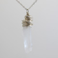 Sterling Silver Wrapped Crystal Point Necklace