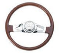 (BOX) 18" TWO SPOKE STEERING WHEEL - FITS PETERBILT 1998+ & KENWORTH 2001+*NOTE* On some newer 379 models, customers may need to use the brass disc from the back of the OEM steering wheel to replace the United Pacific brass disc/black tab