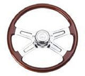 (B0X) 18" FOUR SPOKE STEERING WHEEL - FITS PETERBILT 1998+ *NOTE* On some newer 379 models, customers may need to use the brass disc from the back of the OEM steering wheel to replace the United Pacific brass disc/black tab
