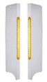 (2/SKPK) STAINLESS STEEL PETERBILT SIDE GRILL DEFLECTOR W/ 19 AMBER LED 12" REFLECTOR LIGHT BAR - CLEAR LENS