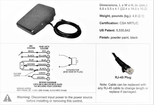 Miller RFCS-RJ45 Tig Foot Pedal Diversion 165