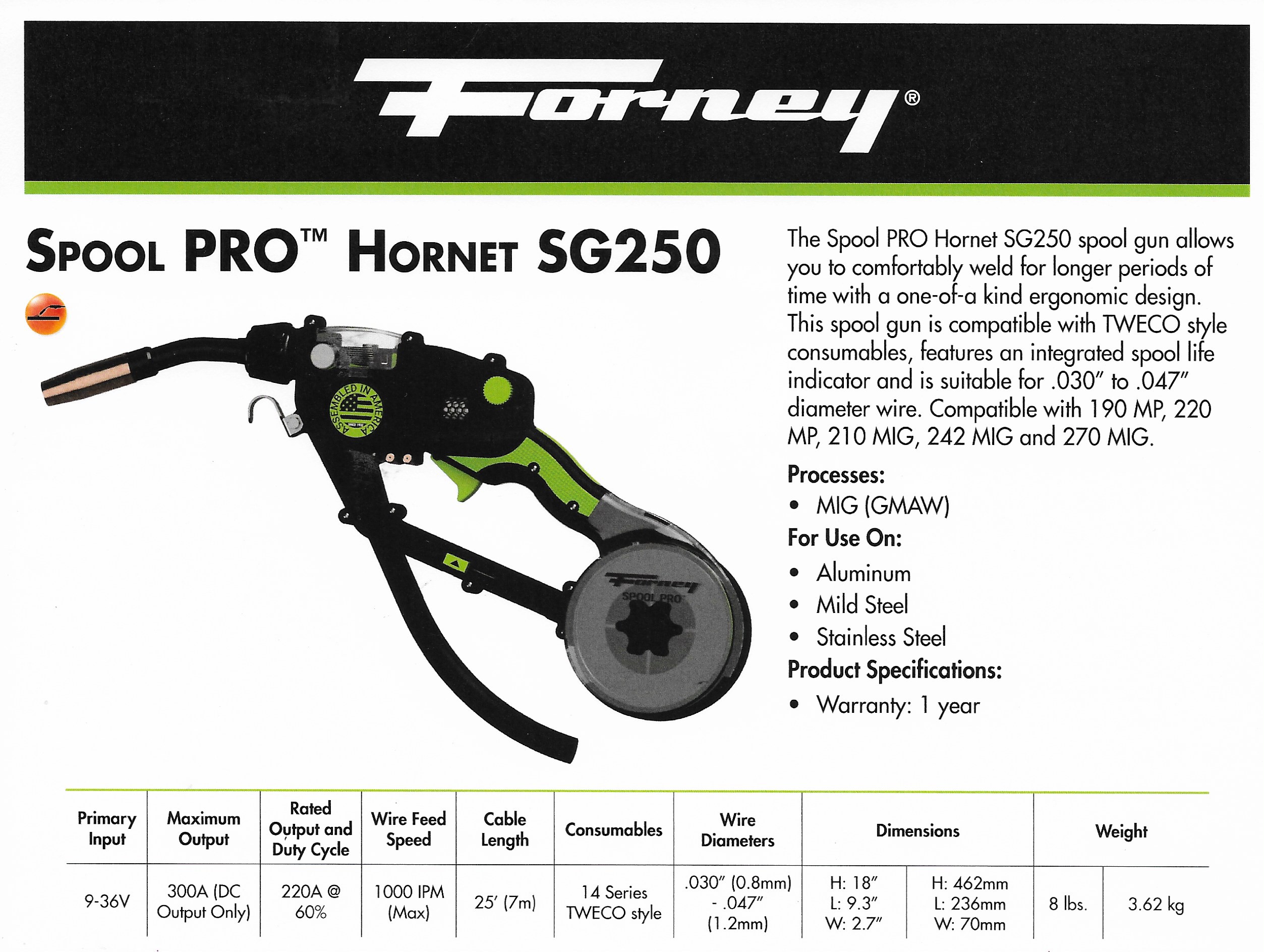 Spool Gun Forney SG250 Spool Pro