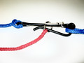 Heavy duty quick release with a blue snub rope attached