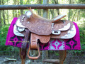 Hunters Bend Show Blanket - 36x34 (Fuschsia/Black/Cream/Ash) by Mayatex