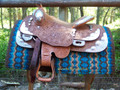Canyon Land Show Blanket - 38x34 (Chestnut/Turquoise/Blue/Tan) by Mayatex