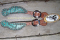 Spur Straps - Harness Leather, Exotic Print, SS Dots (Youth - Antique Turquoise)