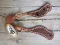 Spur Straps - Harness Leather, Exotic Print, SS Dots (Adult - Copper Paisley)