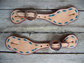 Spur Straps - Rough Out, Lined, Turquoise Buckstitched (Ladies)