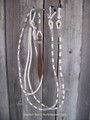 Romel Reins - White Nylon Cord w/Rawhide Knots and Leather Popper