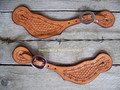 Spur Straps - Wide Basket Stamped w/Barb Wire Trim Tooling (Mens - Natural)