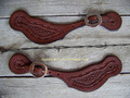 Spur Straps - Wide Basket Stamped w/Barb Wire Trim Tooling (Mens - Oiled)