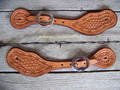 Spur Straps - Wide Basket Stamped w/Barb Wire Trim Tooling (Ladies - Natural)