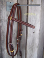 Headstall - Browband Dark Oil w/Rawhide Braid Keepers (Mini Basketweave)