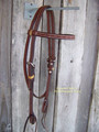 Headstall - Browband Dark Oil w/Rawhide Braid Keepers (Barbwire)