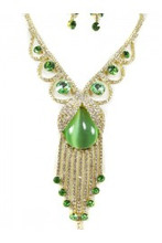 Gold and Green Necklace with matching earrings