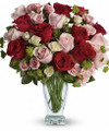 Beautiful Red and Pink roses with fresh greens
