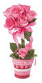 Pink dozen Roses in decorated pot
