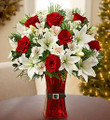 Fresh Christmas Floral Mix with red vase decor