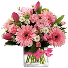 Fresh Floral Mix with Cube Vase