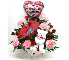 Gift Basket with Candies, Balloon and Flowers