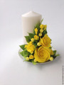 Fresh Floral Arrangement with Candle
