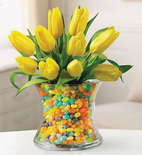 Fresh Floral Arrangement with Jelly Beans Candy