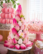 Fresh Strawberry and Rose Tower