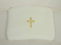 Large white leather rosary pouch