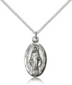 Miraculous Sterling Silver Medal on an 18" Light Curb Chain