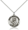 St Christopher Round Sterling Medal 18" Ch