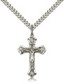 Sterling Silver Engraved Crucifix on an 18-inch light rhodium light curb chain