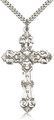 Cross Large Fancy Sterling Medal 24" Stainless Chain