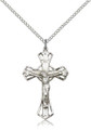 Sterling Silver Crucifix medal on an 18-inch light rhodium light curb chain