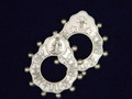 Silver-tone rosary ring showing front and back sides