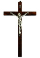 Burl wood wall crucifix 12" high