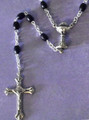 Black wood bead First Holy Communion rosary