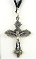 Silver Ox 2" Crucifix on 30" Black Cord