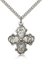 Four Way Sterling Medal 24" Stainless Chain