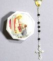 Black 4mm Bead Rosary with Communion Picture Center