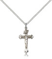 Sterling silver Crucifix on 18" stainless, curb chain