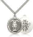 Large Round Sterling Miraculous Medal
24-inch heavy curb chain