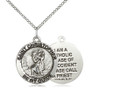 St Christopher Round Sterling Silver Medal on chain